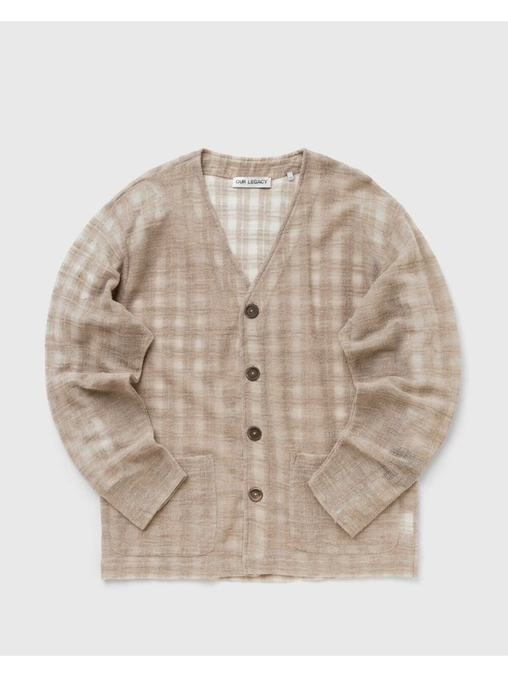 Our Legacy Disintegration Check Merino Wool Cardigan Size 52